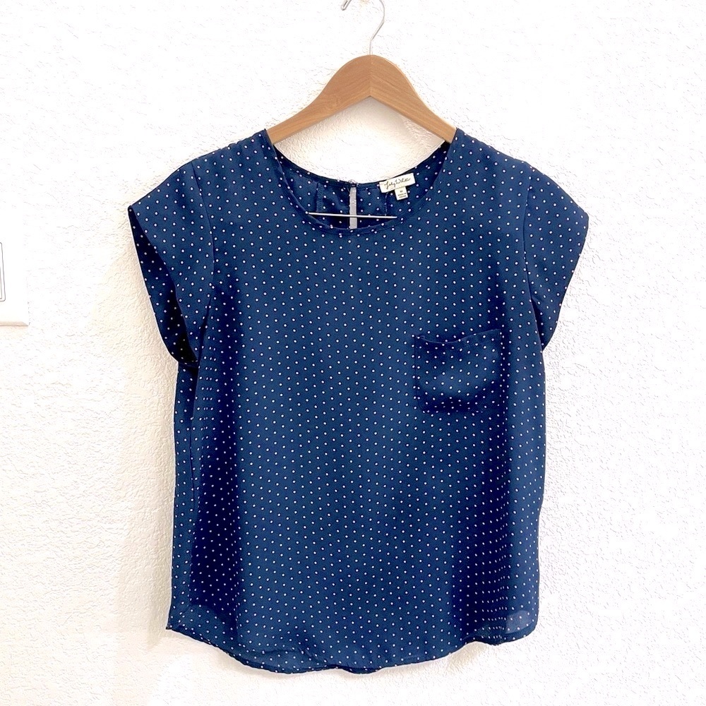 Lili White Polka Dot Print Short Sleeve Blouse